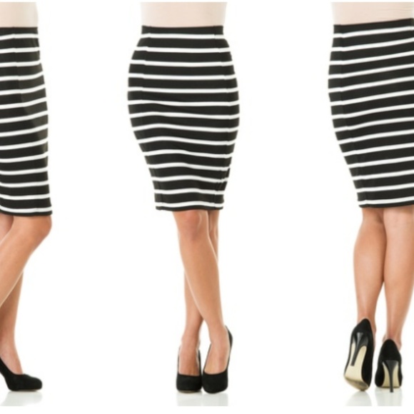 **DONATING 6/30 MAKE OFFER** 
Black and White Stripped Pencil Skirt - Picture 5 of 5